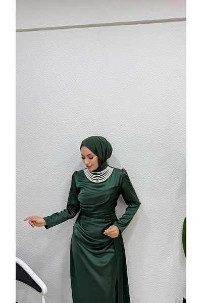BURCU TESETTÜR Pearl Necklace Evening Dress 1156