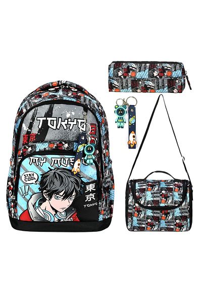 My Easy Shop School Bag Set of 3 Bag-Nutrition-Pencil Holder Keychain Gift