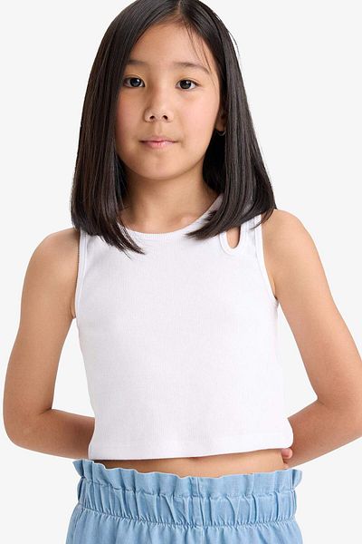 DeFacto Girl's Crew Neck Crop White Undershirt C4607A825Hs
