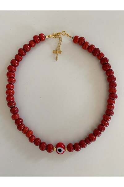 byebruketenci Deniz kolyesi kırmızı bodrum boncuk kolye