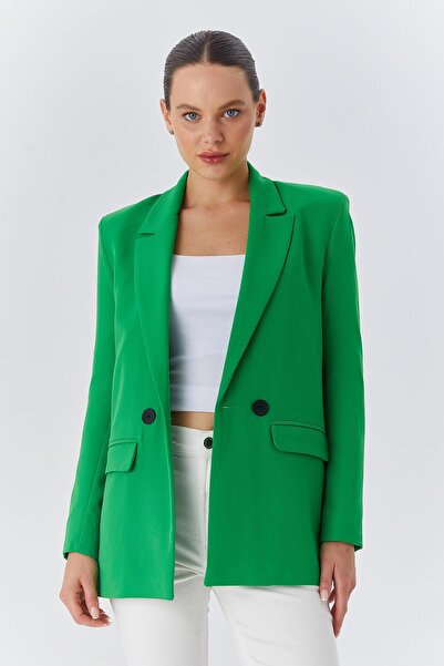 Mixray سترة نسائية خضراء كبيرة الحجم - 4139