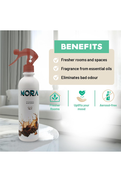 Nora Oud Air Freshener Spray, 460ml, Long-lasting Scent For Home, Office, And Car Use