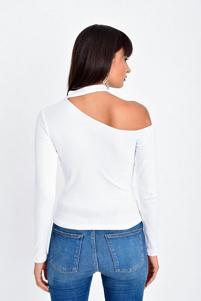 Cool & Sexy Γυναικεία Λευκή Μπλούζα με έναν ώμο Camisole Cg53