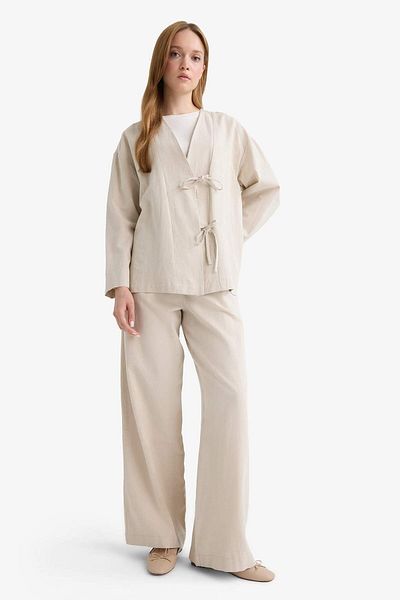 DeFacto Wide Leg Linen Blend Trousers F7960Ax25Au