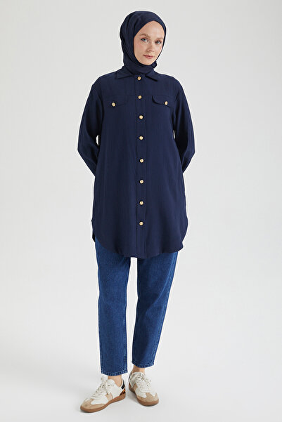 Armine Trend Düğmeli Sırt detaylı Yeni Tarz Çilek Kumaş Modern Tunik