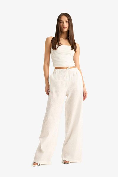 DeFacto Pantaloni Brode cu picioare largi, buzunare duble, talie elastică, mărime standard E6393AX25SM