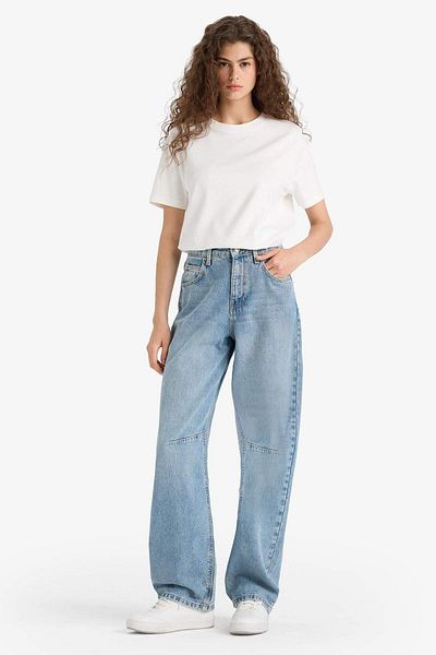 DeFacto Baggy Fit High Waist Long Jean Washed Trousers E9152Ax25Au
