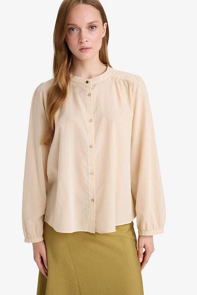 DeFacto Relax Fit Round Neck Voile Long Sleeve Shirt F4978Ax25Au