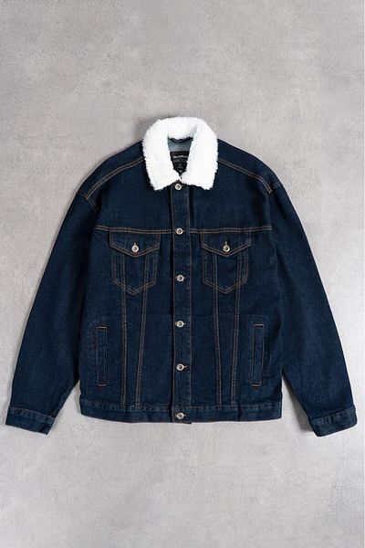 No Future Wool Fur Collar Oversize Denim Men's Jacket Nf0294Lc