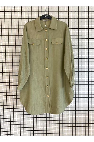 Armine Trend Buttoned Back Detailed New Style Strawberry Fabric Modern Tunic