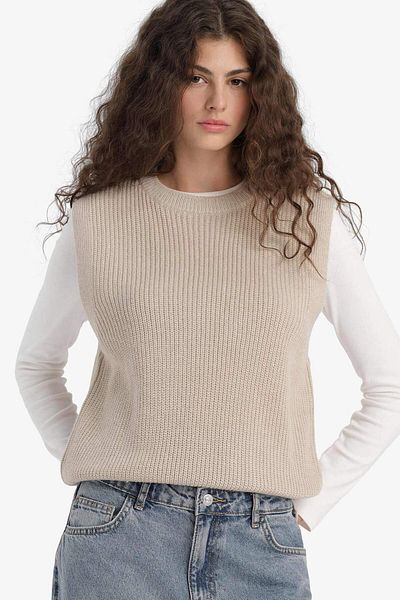 DeFacto Πλεκτό πουλόβερ Oversize Wide Fit Crew Neck S0375AZ25WN