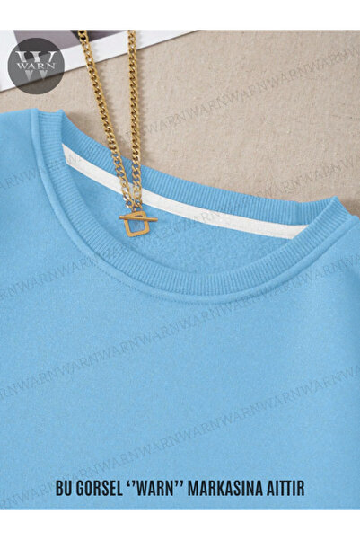 warn Unisex Bisiklet Yaka Sweatshirt 3 İplik Renkli Kışlık Pamuklu