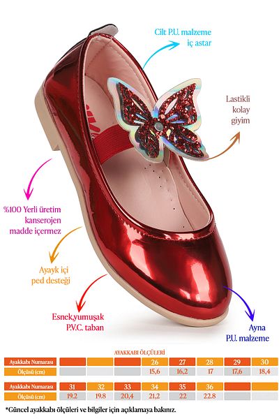 Kiko Kids Pantofi de balerină pentru fete Menz Mirror Butterfly elastic
