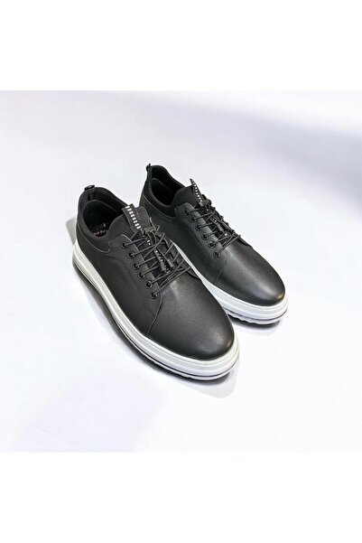 Desimod Men's Genuine Leather Black Full Orthopedic Sneakers & Sports Shoes