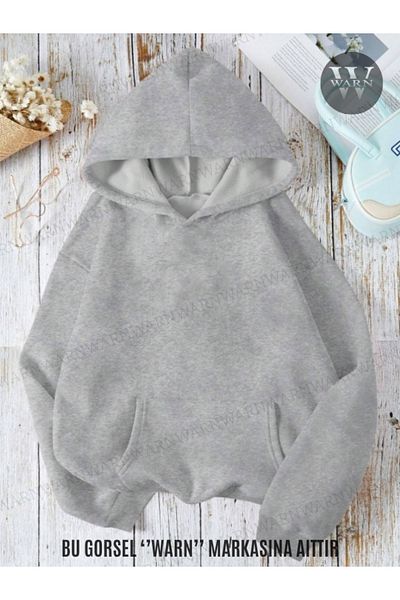 warn Φούτερ με κουκούλα 3 νήματα, χειμερινό Unisex, βαμβακερό, χοντρό