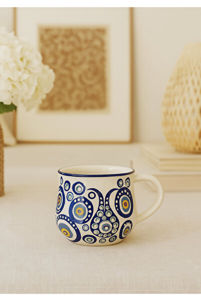 HOMİNG Homing El Yapımı Özel Tasarım Kupa Rustik Desenli Nazar Boncuklu