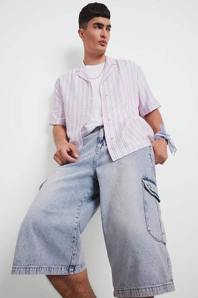 DeFacto Relax Fit Apash Collar Printed Woven Short Sleeve Shirt F5746Ax25Au