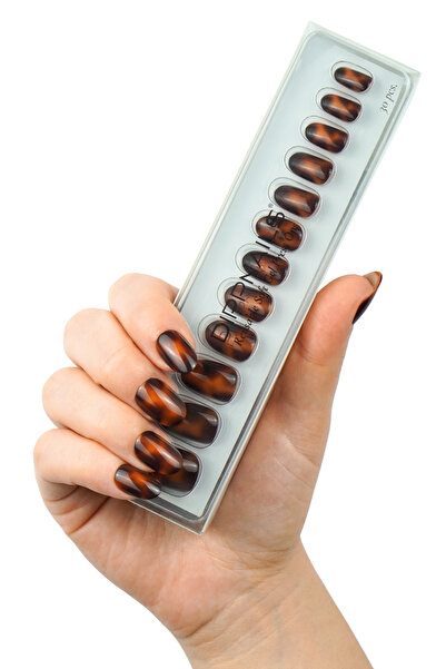 Dippnails Leopar Jel Takma Tırnak Tekrar Kullanılabilir Oval Manikür Seti 30 ...