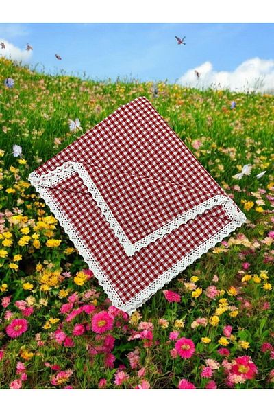 kissen Square Patterned Scalloped Tablecloth Picnic Cloth Tableware Cloth