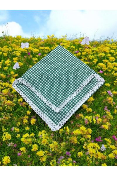 kissen Square Patterned Scalloped Tablecloth Picnic Cloth Tableware Cloth