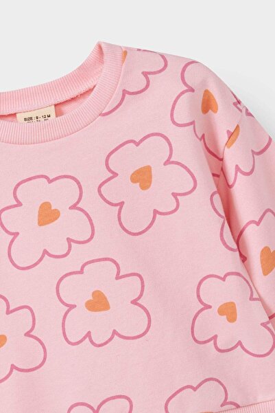 DeFacto Kız Bebek 2'li Takım Çiçekli Sweatshirt İspanyol Paça Tayt F0514A525AU
