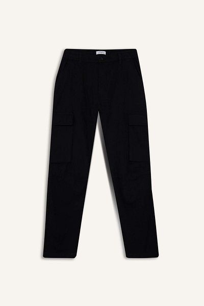 DeFacto 100% Cotton Relax Fit Linen Look Zipper Straight Leg Pants D9868Ax25Sp