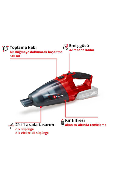 Einhell Te-vc 18 Li - Solo, Akülü El Süpürgesi (AKÜ VE ŞARJ CİHAZI DAHİL DEĞİLDİR) - 2347120