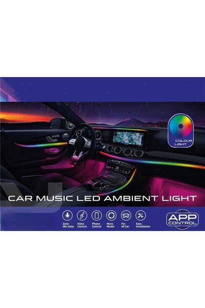SOUNDCİTY إضاءة LED داخل السيارة - إضاءة LED Ambians Rbg حساسة للموسيقى بـ 12...