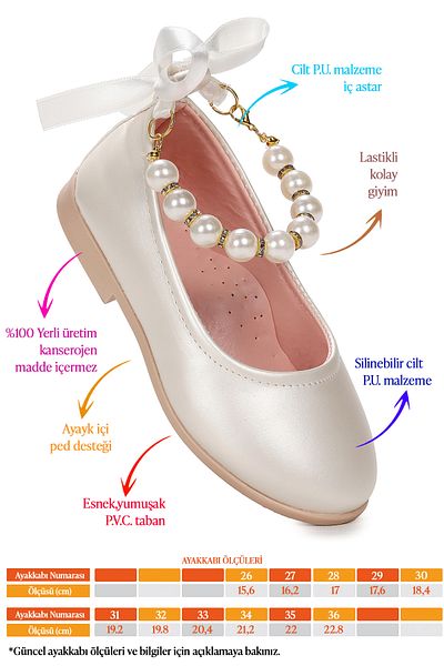 Kiko Kids Παπούτσια μπαλαρίνας για κορίτσια Blanch Skin Pearl Elastic