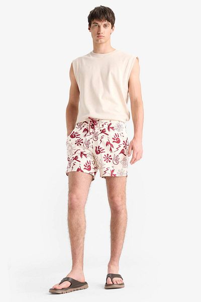 DeFacto Patterned Mesh Lined Short Length Sea Shorts E1028Ax25Hs