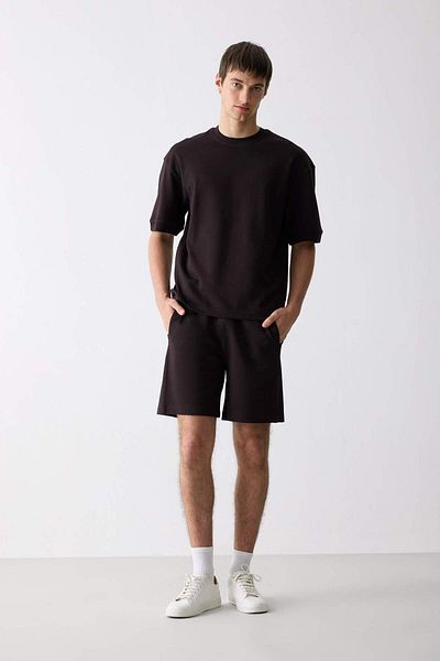 DeFacto Loose Fit Crew Neck Short Sleeve Heavy Fabric Basic Plain T-Shirt B4844Ax25Sp