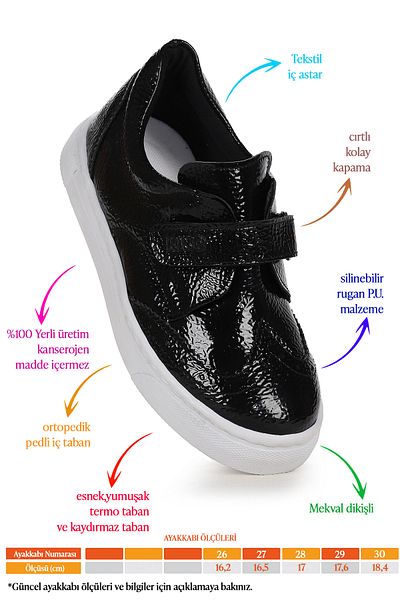 Kiko Kids Richie Patent Leather Velcro Daily Boy's Casual Shoes