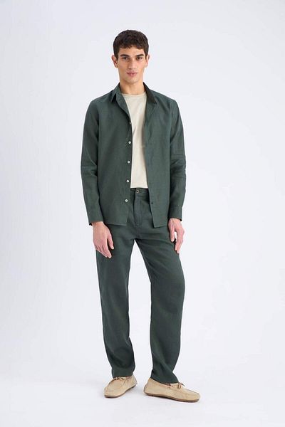 DeFacto 100% ленен панталон Relax Fit Casual Cut с прави крачоли, бял, C1117ax25sp