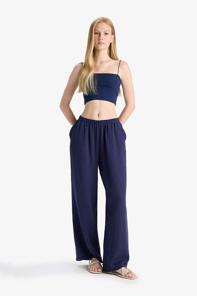 DeFacto Coool Wide Leg Normal Waist Muslin Trousers F5834Ax25Hs