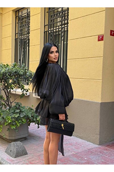 SEVENLINE Kadın Organze Kumaş Astarlı Tasarım Mini Elbise – Davet Şıklığının Yeni Adı