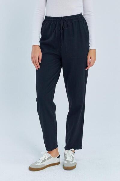 Mixray 4575 Women's Dirty Leg Gabardine Trousers Black