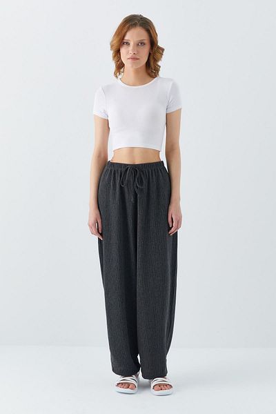 Mixray 4584 Women's Elastic Waist Knitted Shalwar Trousers Anthracite