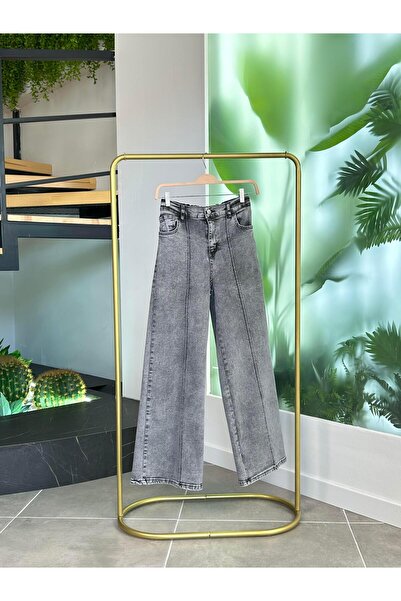 BÜRDE مضلع واسعة الساق بسط المرأة جان رمادي