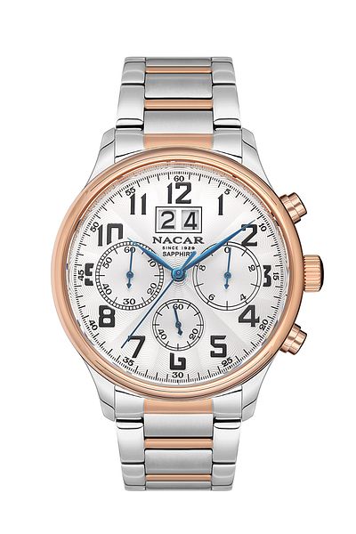 Nacar Sapphire Glass Classic Silver - Rose Men's Wristwatch Nc34-29B433-Esm