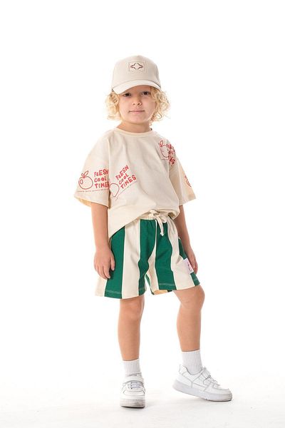 Monila Printed 100% Cotton Unisex Kids Tshirt Shorts Bottom Top Set