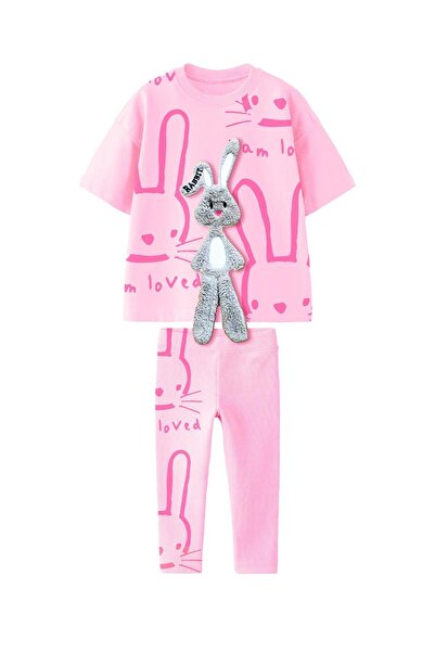 Monila Țesătură de bumbac pentru fete, tricou cu detalii de iepure de pluș 3D...