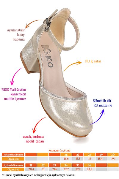Kiko Kids Вечерни сандали на токчета с токчета Ressa Vakko Stoned за момичета, 5 см