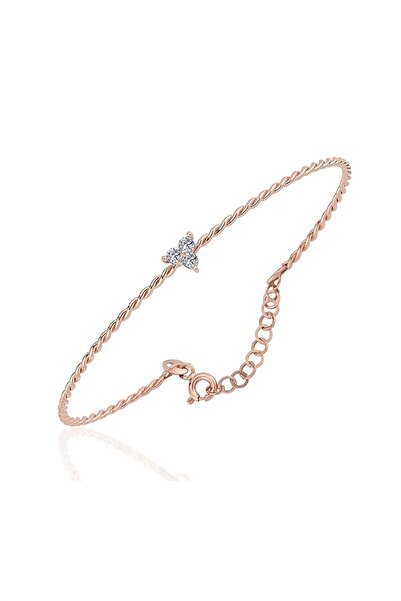 FasekGold Gümüş Bilezik - Üç Mini Taşlı Burgu 925 Ayar Gümüş Bilezik