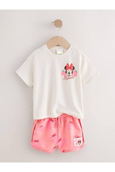 Monila Комплект з бавовняної футболки з принтом та коротких шортів для дівчинки