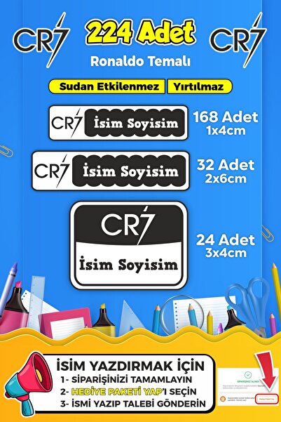 SB store Okul Kreş Etiketi Kalem Defter Özel Isim Yazılabilen Etiket Seti Mod...