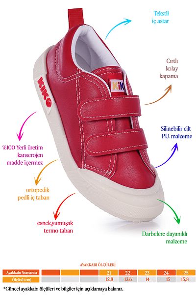Kiko Kids Suba Velcro Thermo Sole Baby Girl Daily Sports Shoes