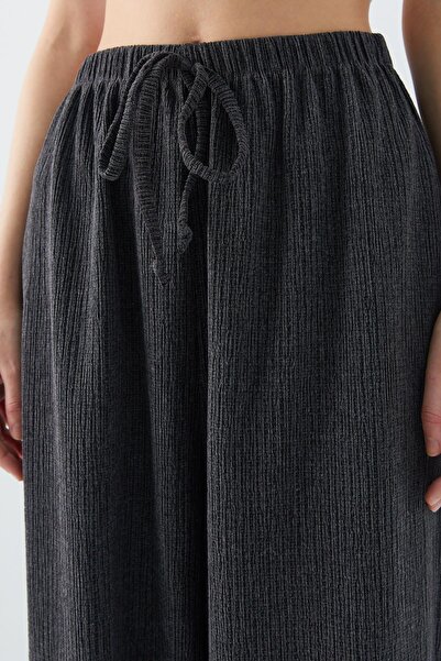 Mixray 4584 Women's Elastic Waist Knitted Shalwar Trousers Anthracite