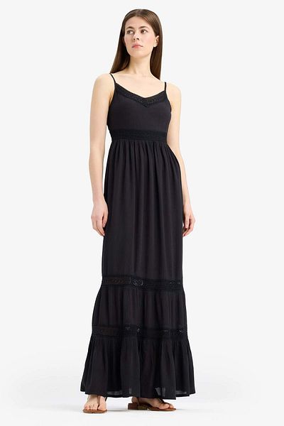 DeFacto A-Line V-Neck Cotton Sleeveless Midi Dress E6082Ax25Sm