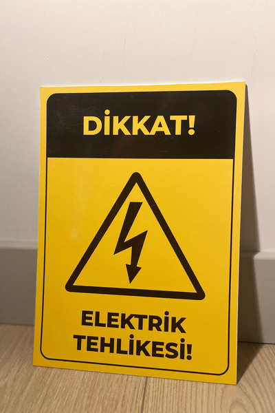 Pamukçu Ambalaj Attention Electrical Danger Warning Sign (21X29 cm - 3.5 mm Thick Decota - Uv Printing)