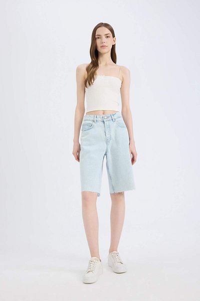 DeFacto Pantaloni scurți Bermuda din denim cu talie normală E1149AX25SP